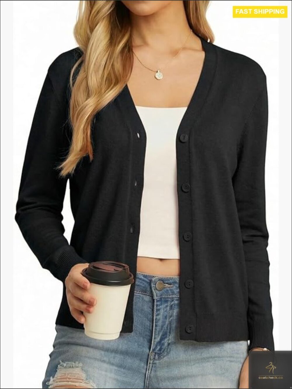 Lightweight V-Neck Cardigan Button Down Long Sleeve Casual Knit Sweater